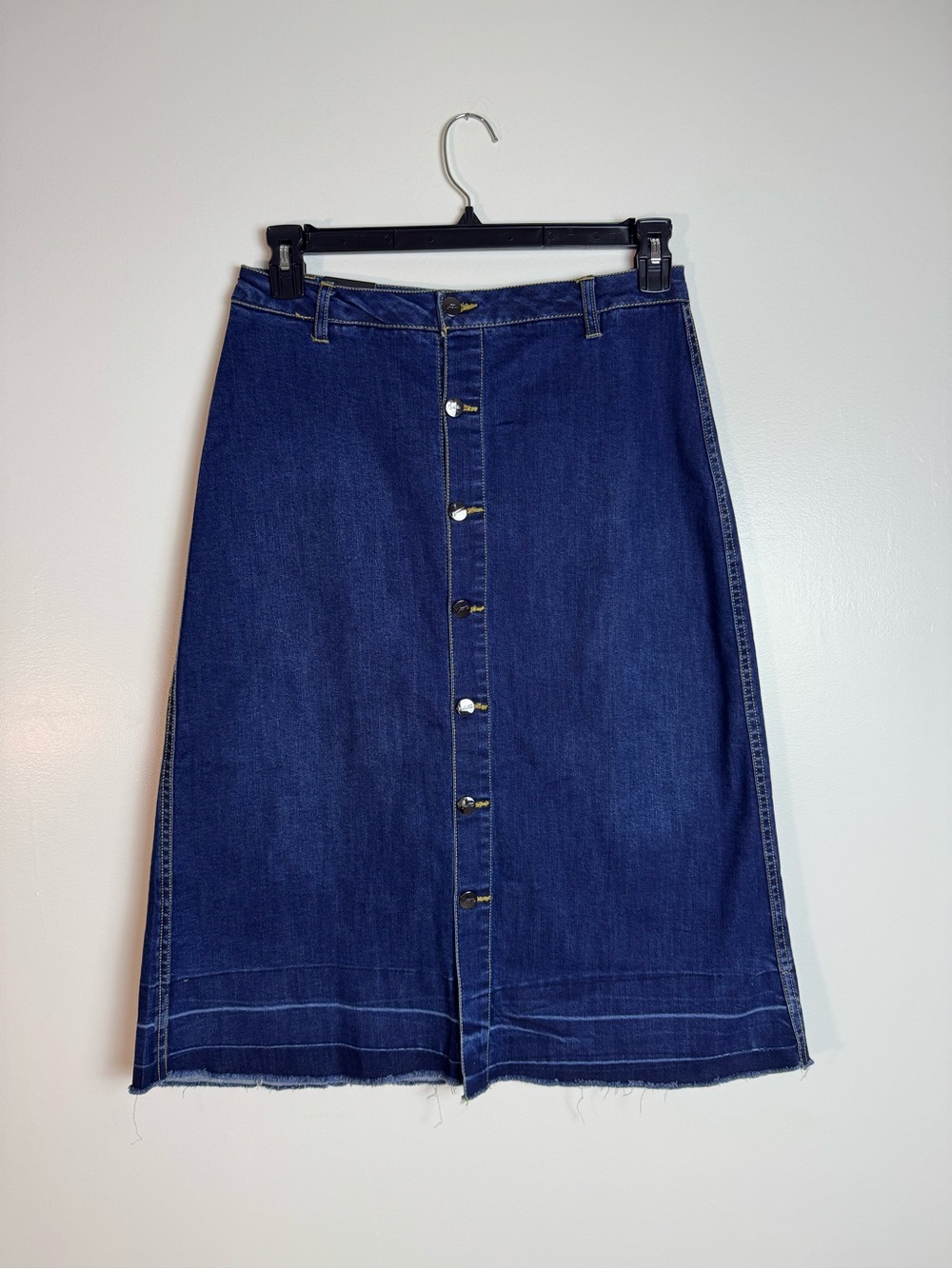 Nanette Button-Front Midi Denim Skirt - Medium